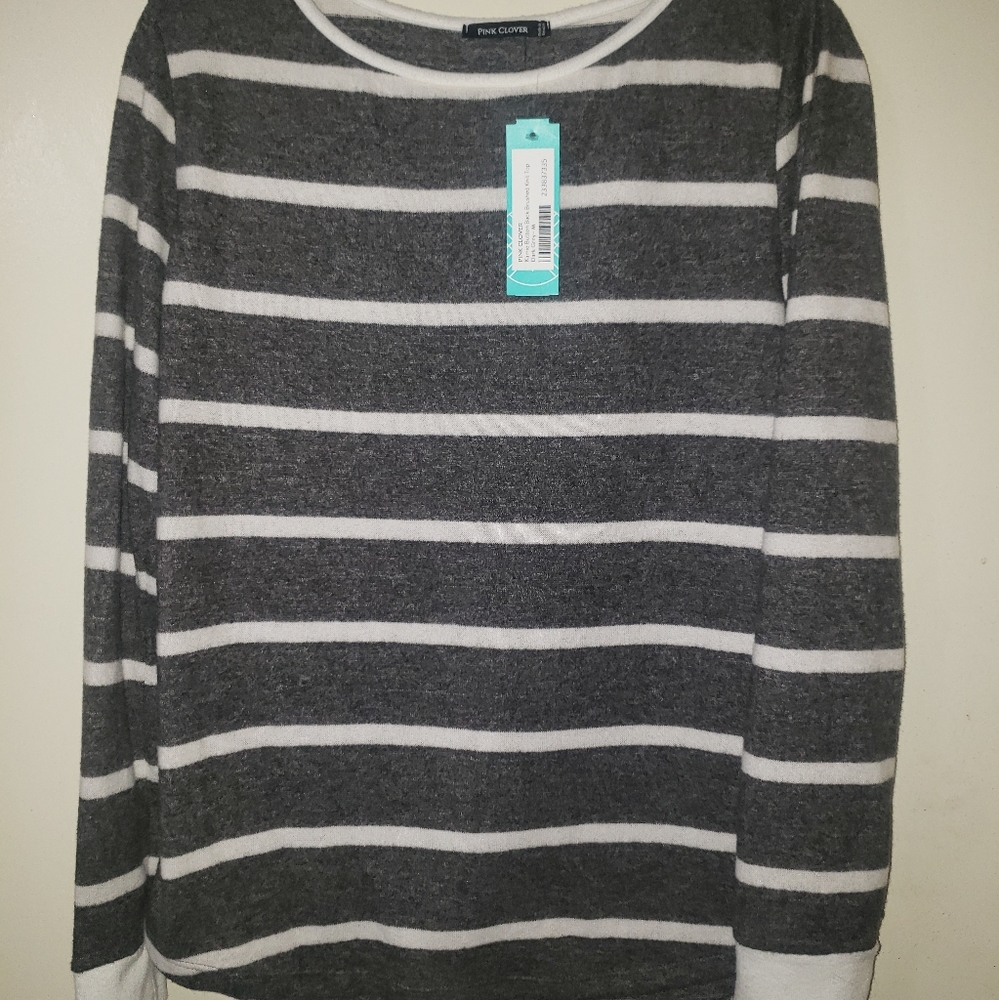 Pink clover striped sweater